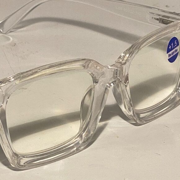 1331 Claudia 1.5 Clear Oversize Reading Glasses Square Concave NWT main image 5
